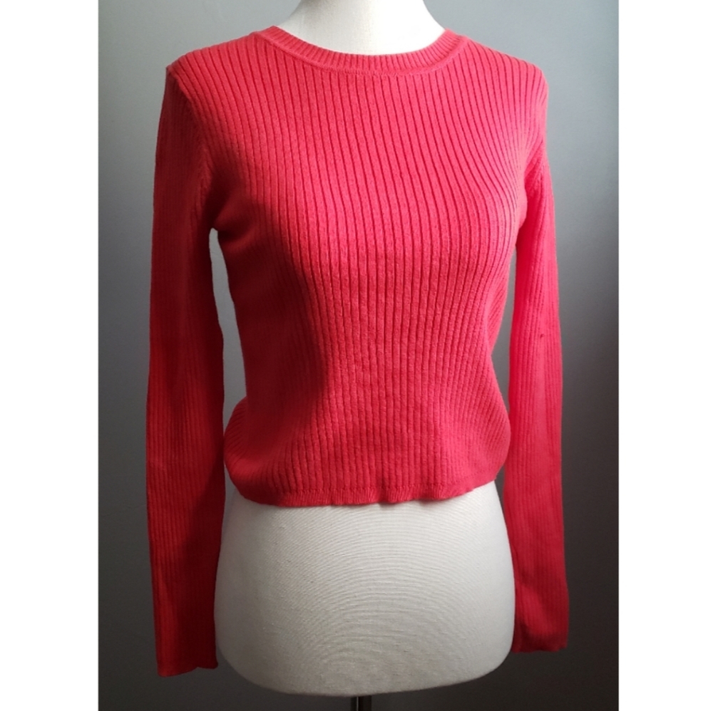 Forever 21 Orange Ribbed Crop Sweater